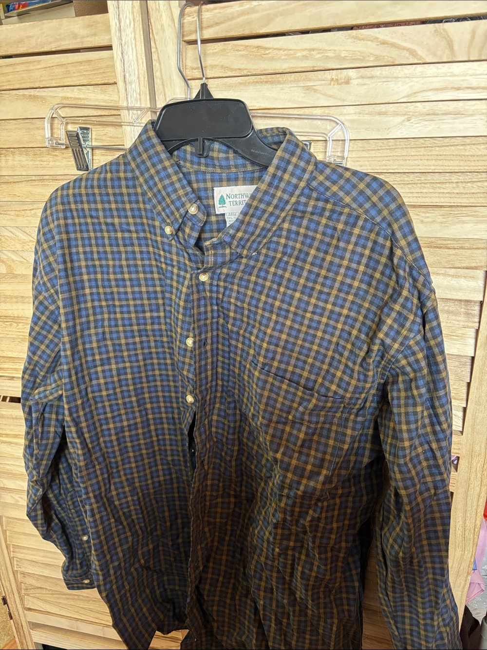 Northwest Territory Men's Blue Plaid Button-Down Shirt Large